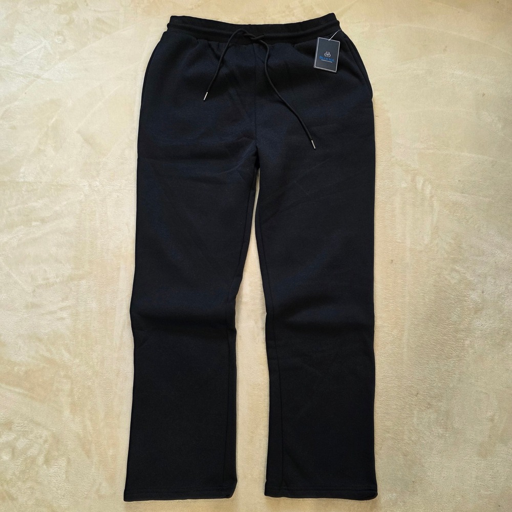 Blue Ice Men's Heavyweight Fleece Sweatpants Black Size 2XL NWT Open Bottom